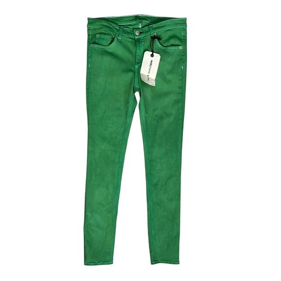 Rag & Bone Bright Green Custom Dye Skinny Jeans Size 30 Bright White Skinny NEW - Picture 2 of 13